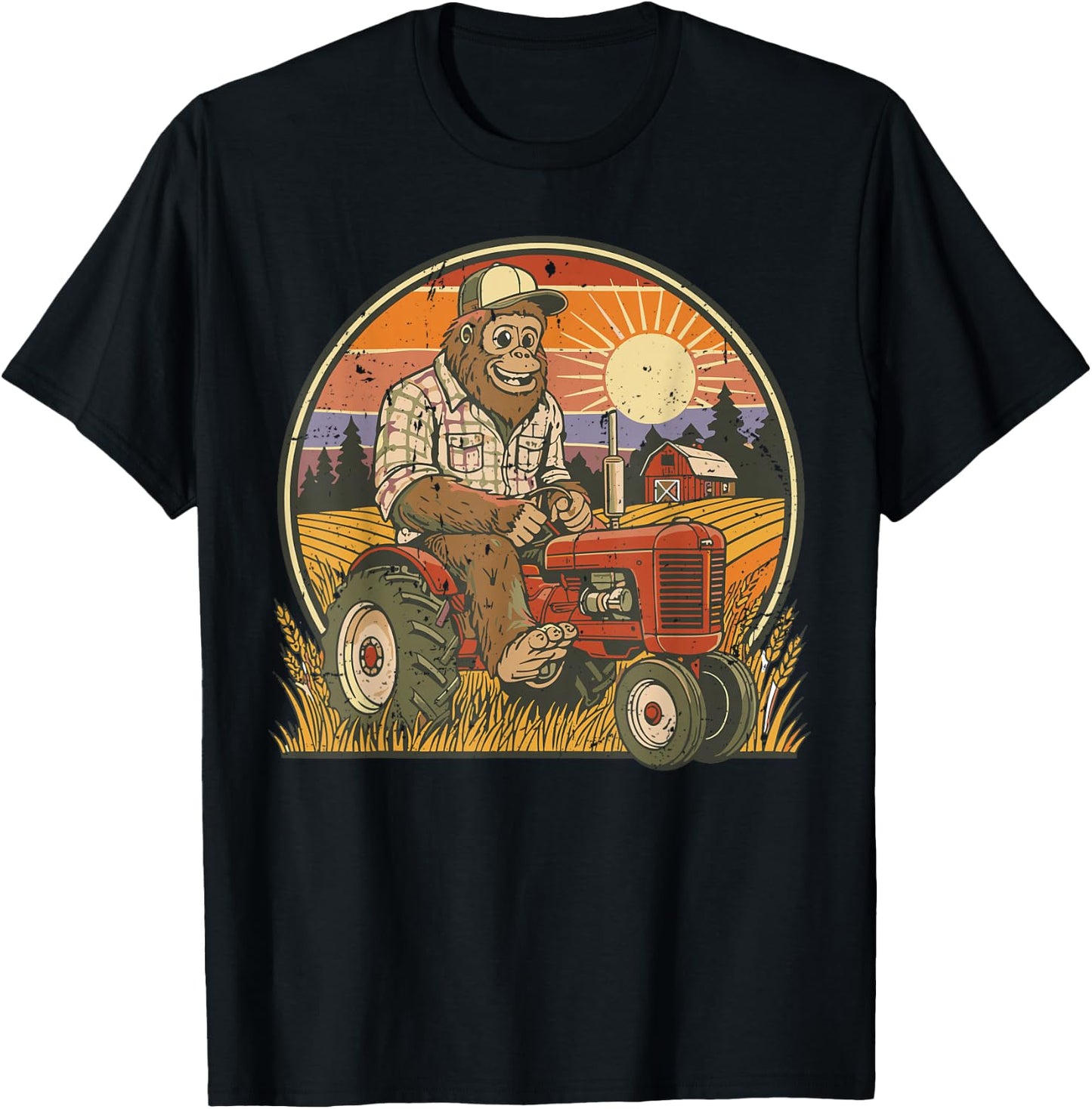 Bigfoot Tractor Funny Farming Farm Farmer Rancher Dad Men T-Shirt - T-Shirt | Black