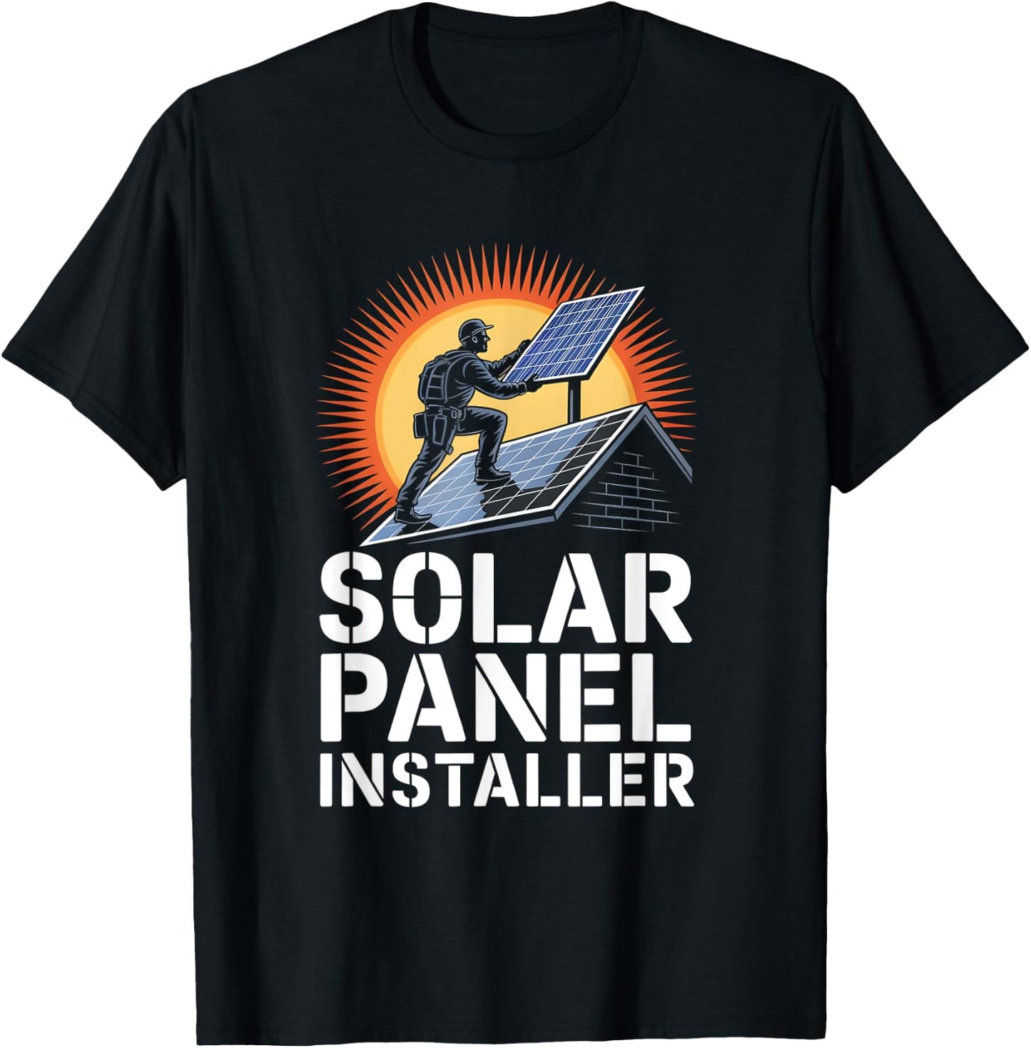 Solar Panel Rooftop Installer Worker Renewable Energy T-Shirt - T-Shirt | Black