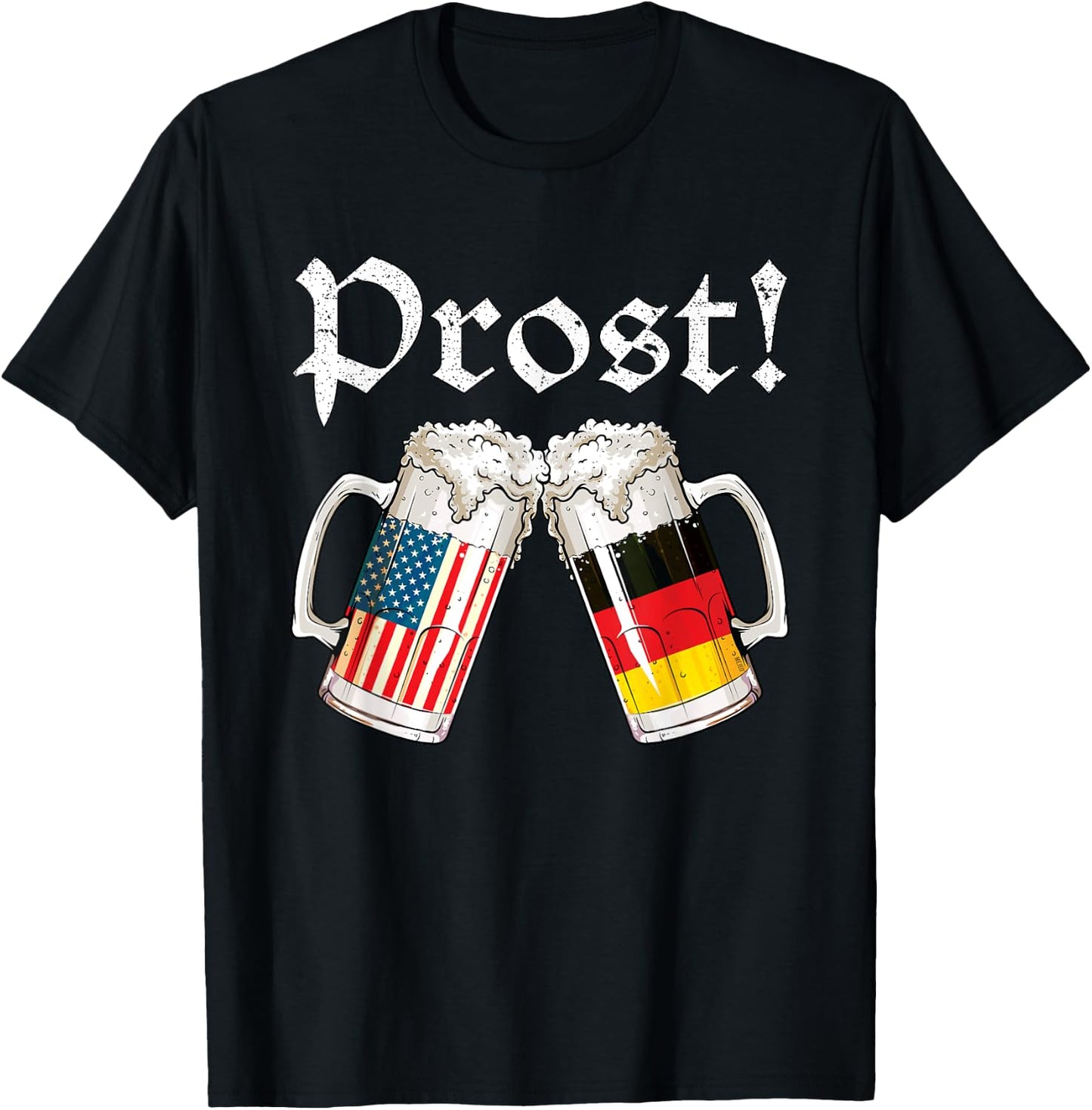 Oktoberfest American German Flag Beer Prost T-Shirt - T-Shirt | Black
