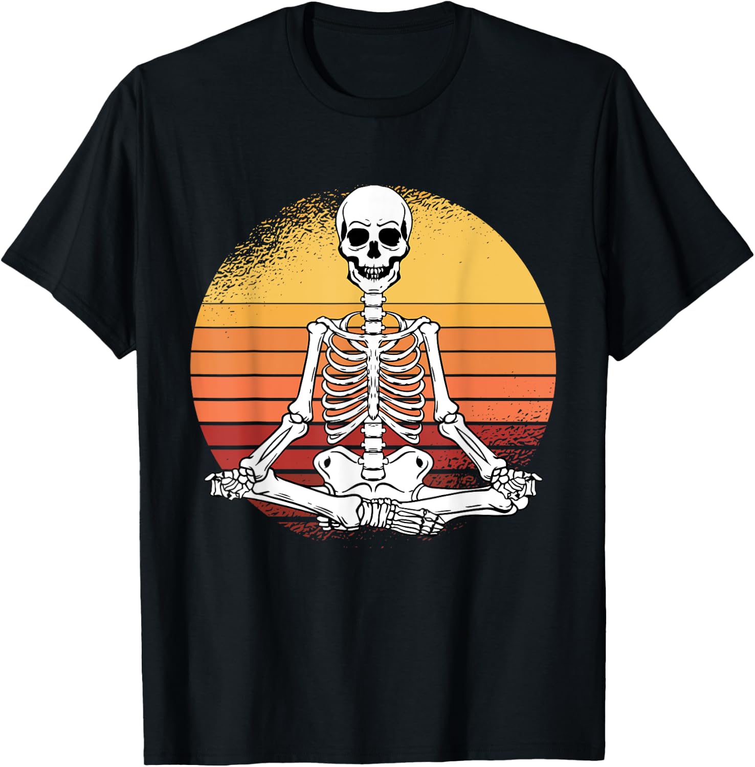 Skeleton Yoga Lazy Halloween Costume Retro Meditation T-Shirt - T-Shirt | Black