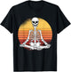 Skeleton Yoga Lazy Halloween Costume Retro Meditation T-Shirt - T-Shirt | Black