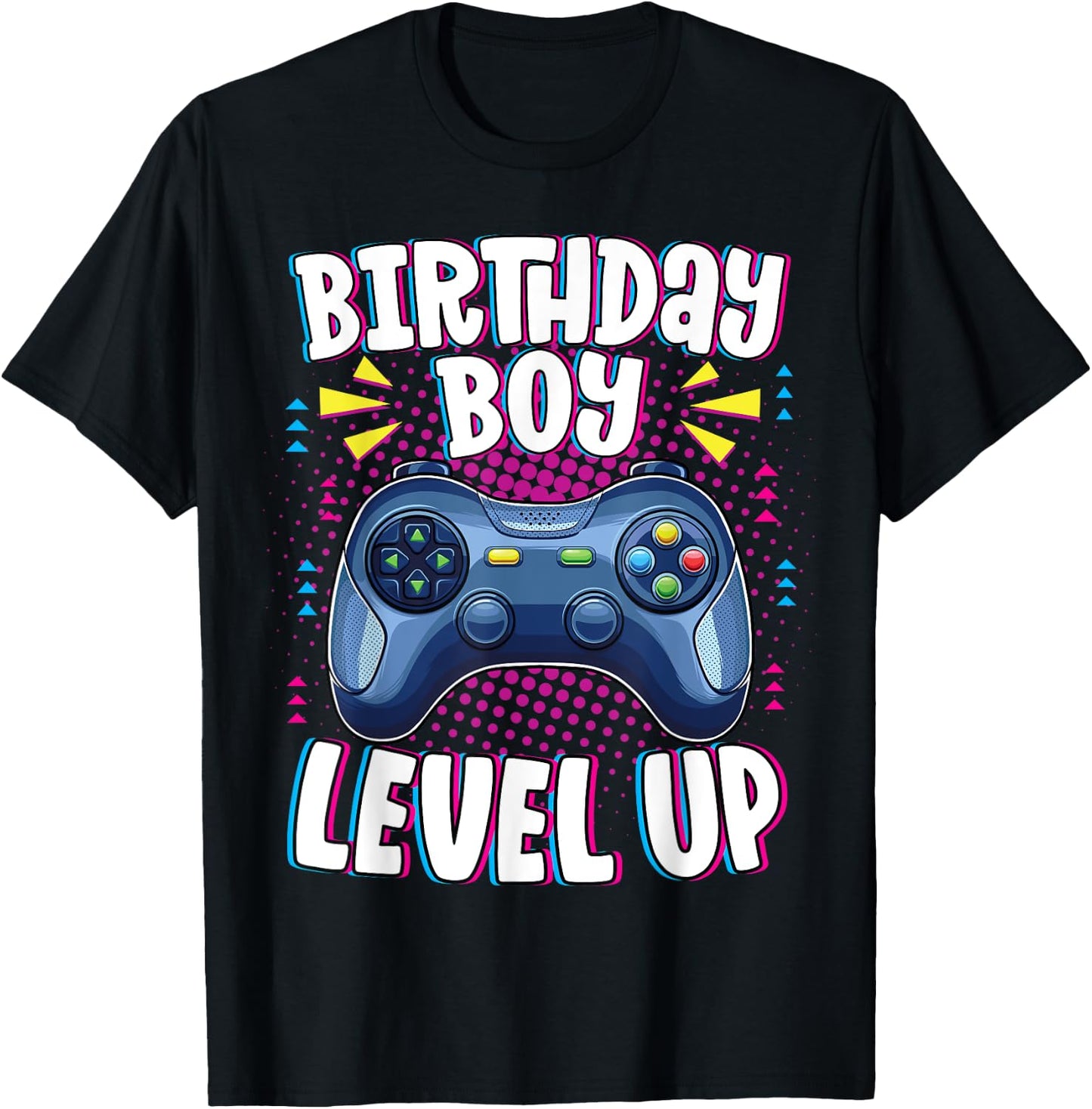 Birthday Boy Shirt Level Up Boys Matching Gamer Birthday T-Shirt - T-Shirt | Black
