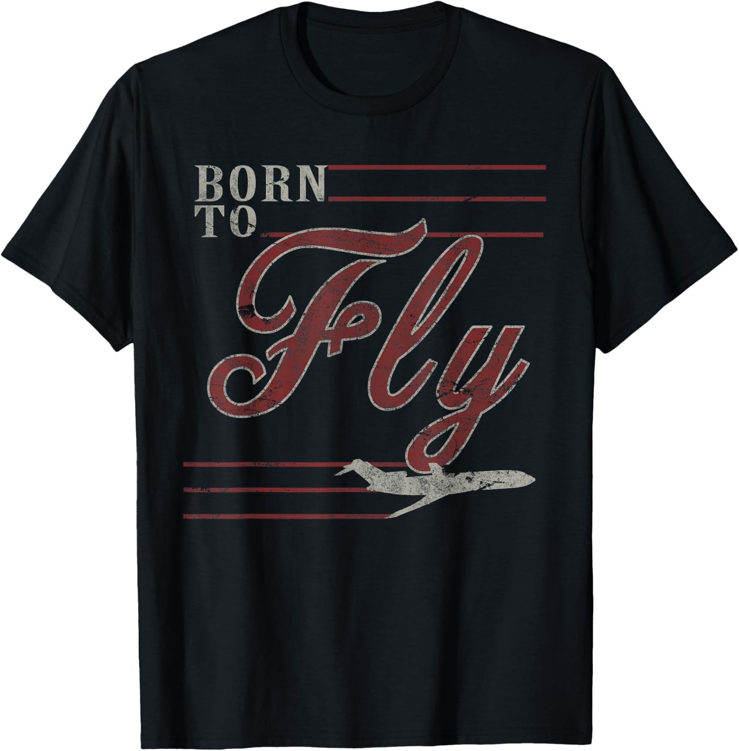 Born to Fly 727 Airplane Vintage Distressed Pilot T-Shirt - T-Shirt | Black
