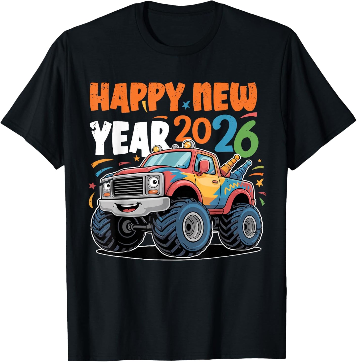 Happy New Year 2026 Toddlers Kids Boys Funny Monster Truck T-Shirt - T-Shirt | Black