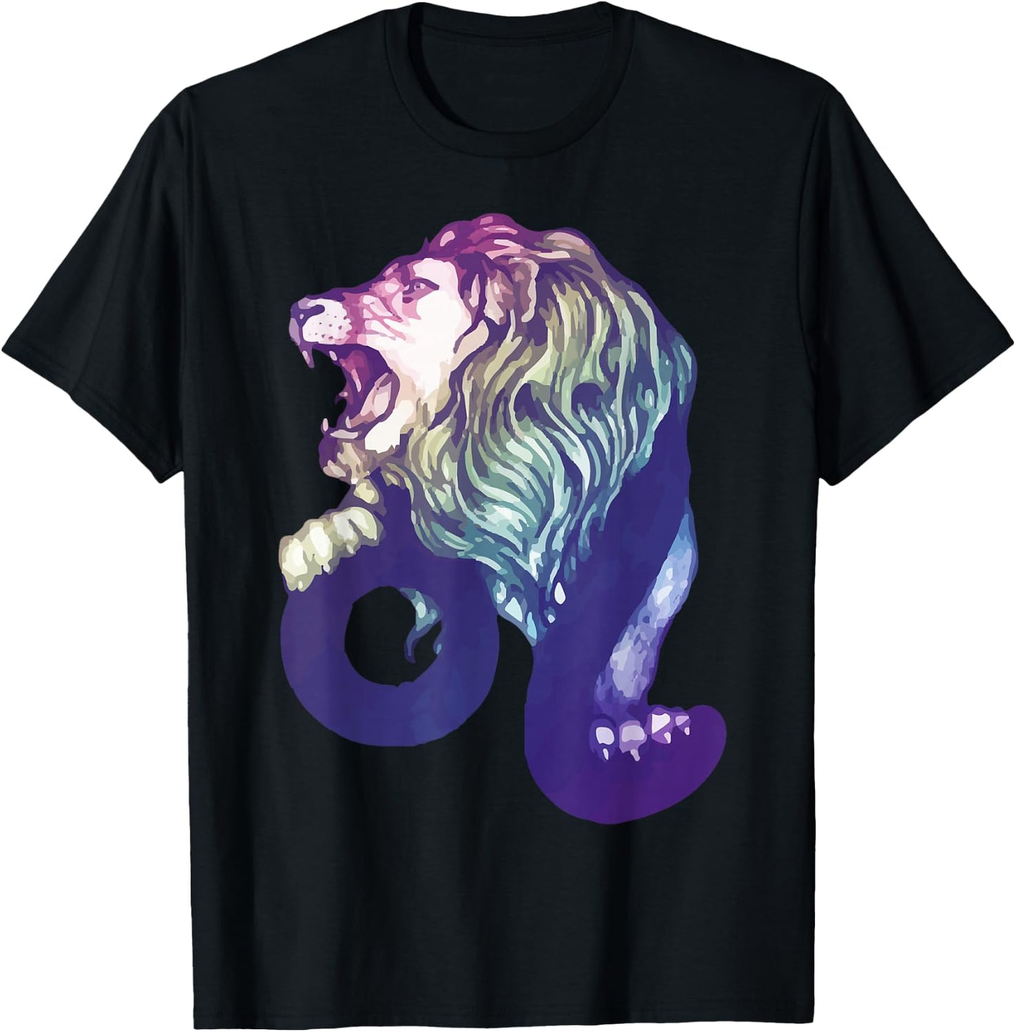 Lion Watercolour | Zodiac Sign Zodiac Sign T-Shirt - T-Shirt | Black