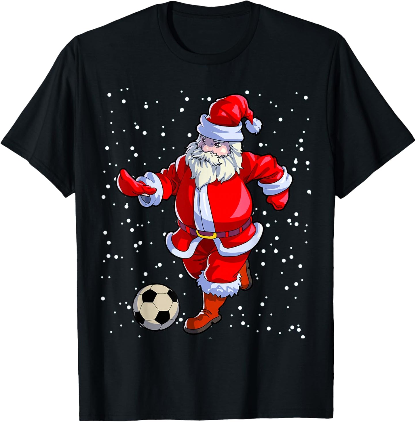 Soccer Christmas Shirt Men Kids Boys Soccer Santa Claus T-Shirt - T-Shirt | Black