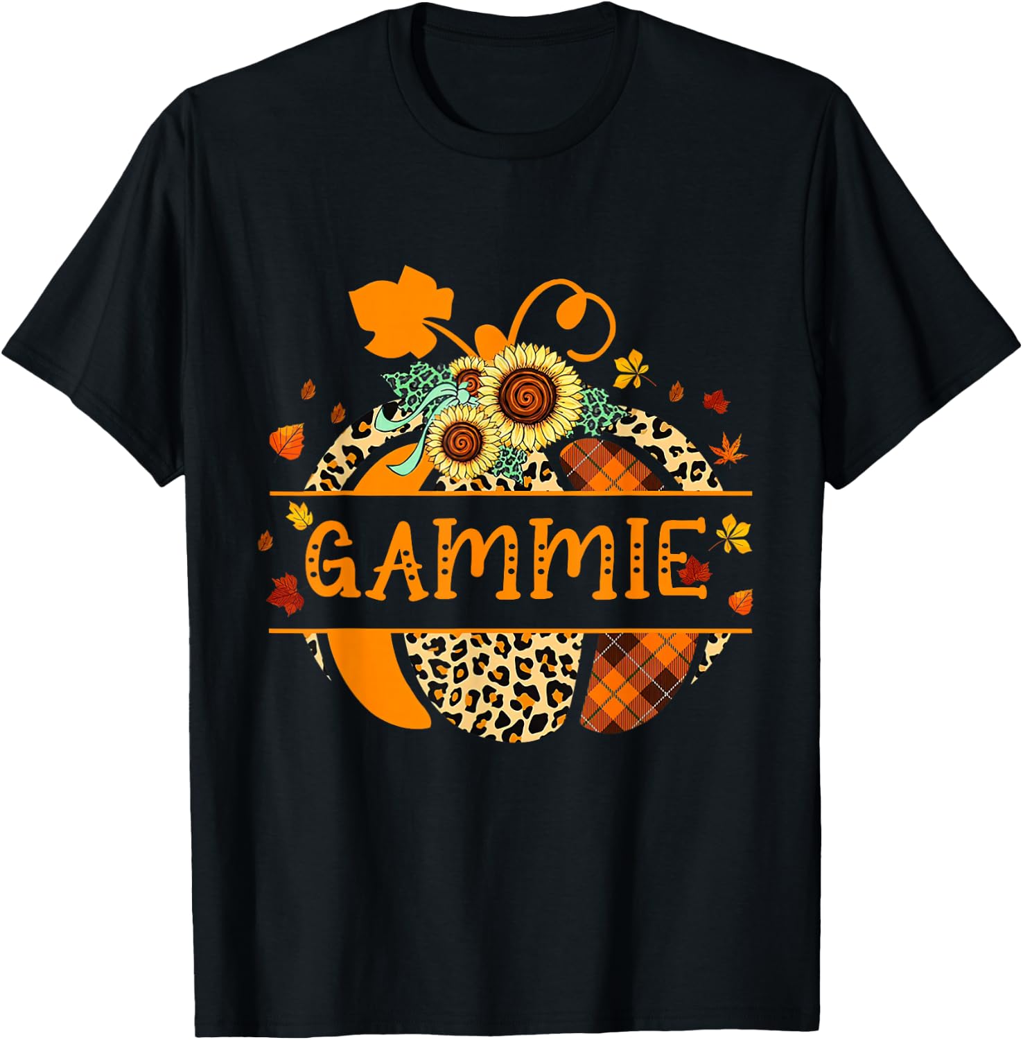 Thankful Grateful Gammie Pumpkin For Halloween, Thanksgiving T-Shirt - T-Shirt | Black