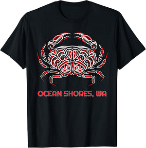 Ocean Shores Washington Dungeness Crab PNW Native American T-Shirt - T-Shirt | Black