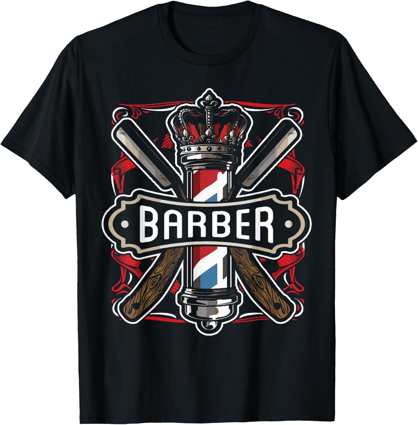 Barber Vintage Cool Outfit Barber Razor Gift T-Shirt - T-Shirt | Black