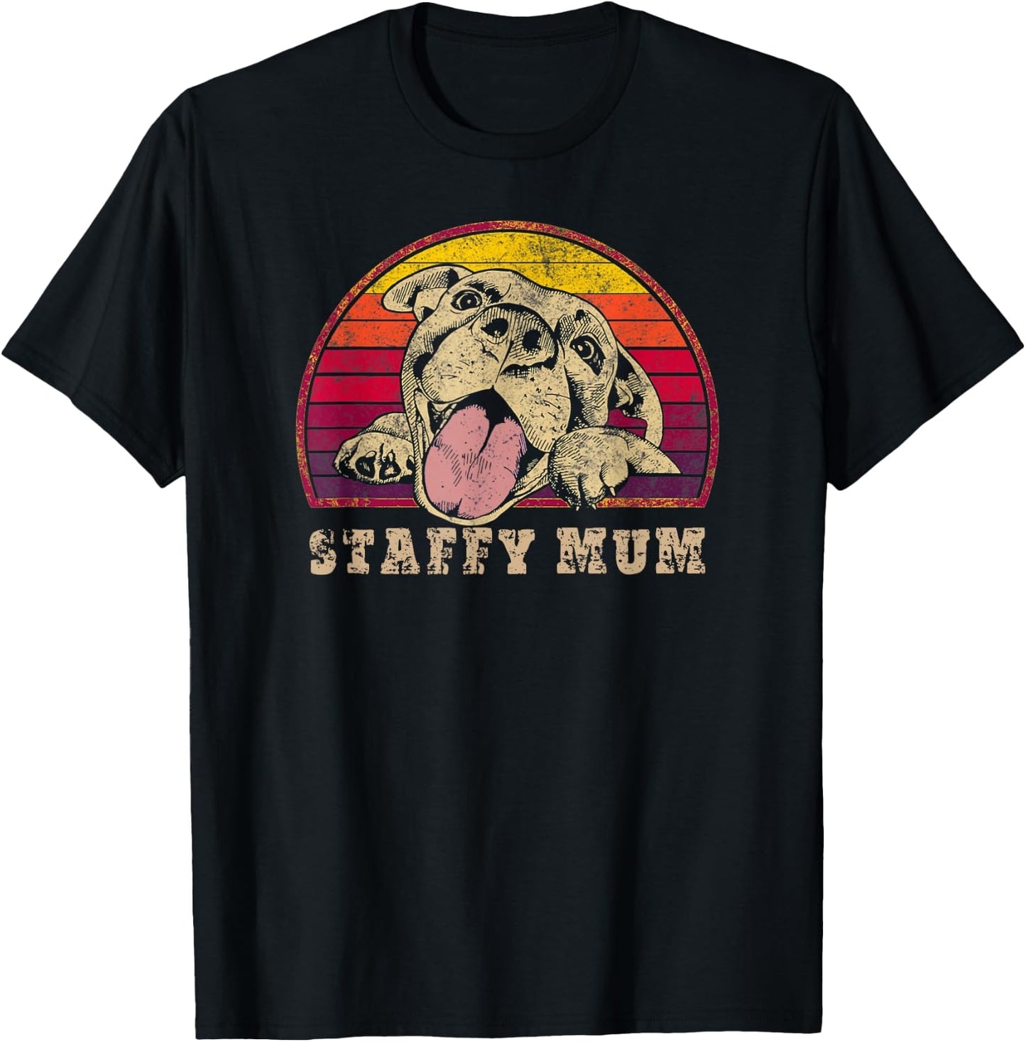 Staffy Mum - Staffy Mom - Staffy Mama - Funny Staffordshire T-Shirt - T-Shirt | Black