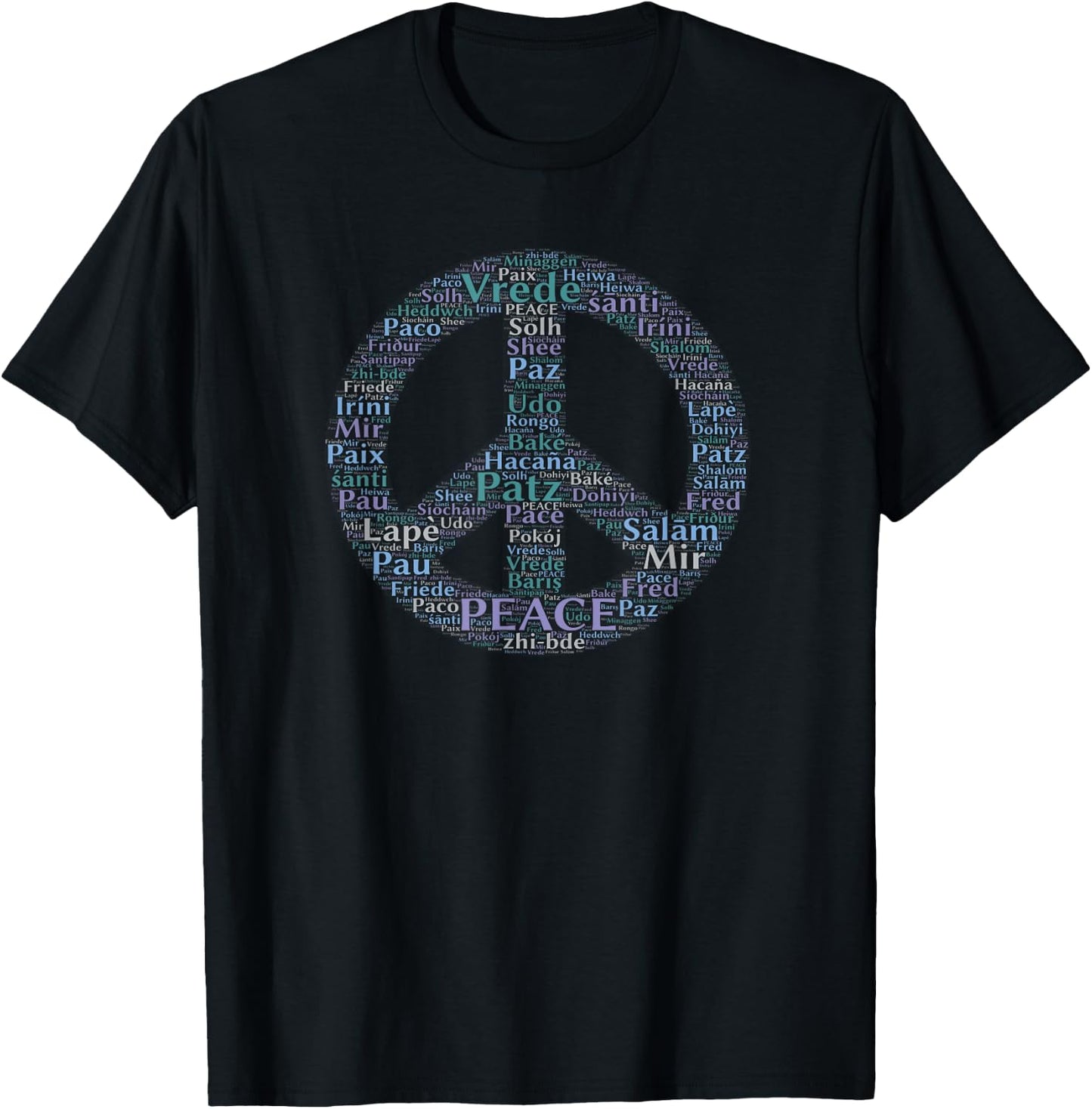 Peace Sign in Different Languages T-Shirt - T-Shirt | Black