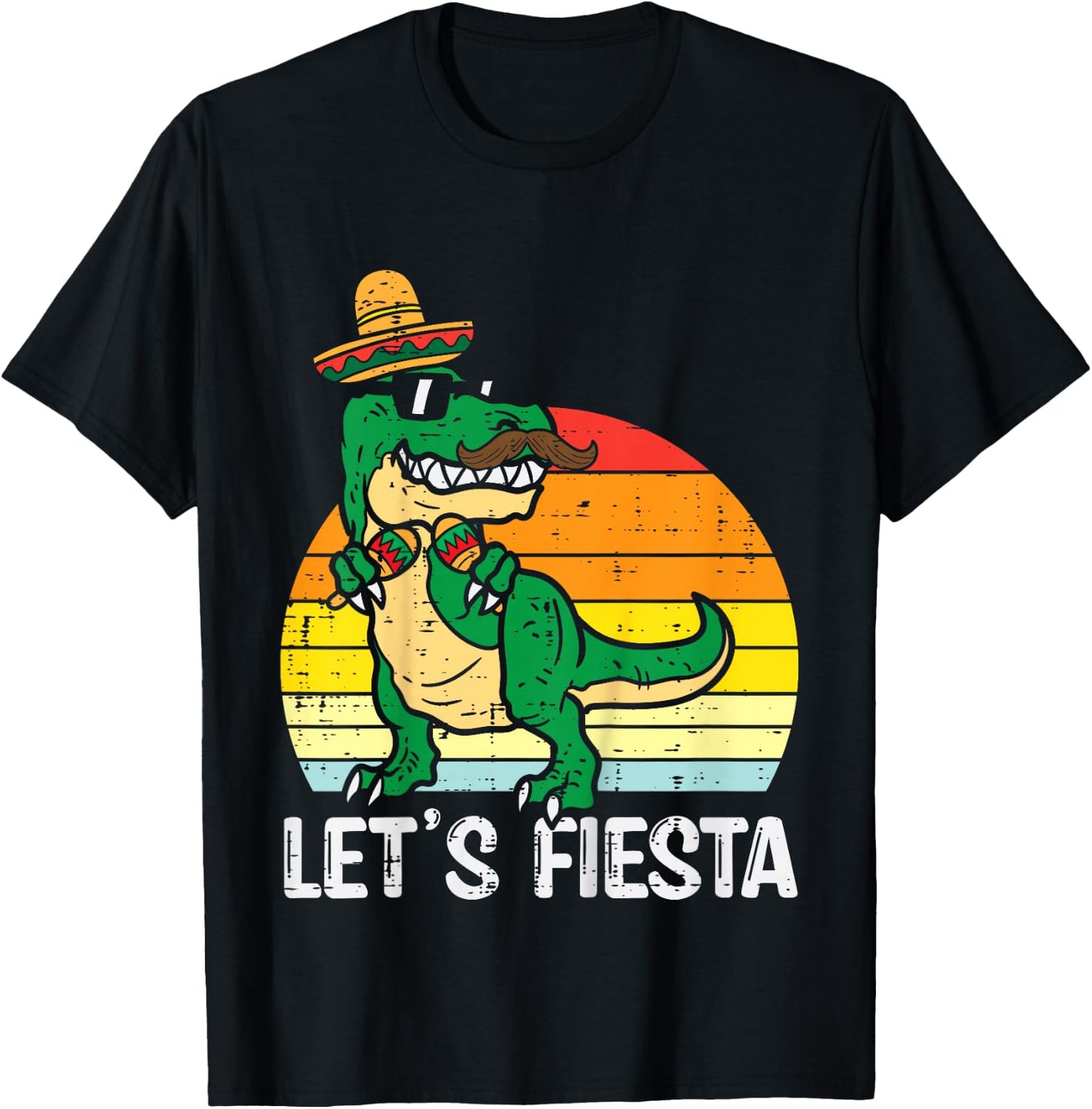 Let's Fiesta Mexican Dino Trex Cinco De Mayo Toddler Boys T-Shirt - T-Shirt | Black