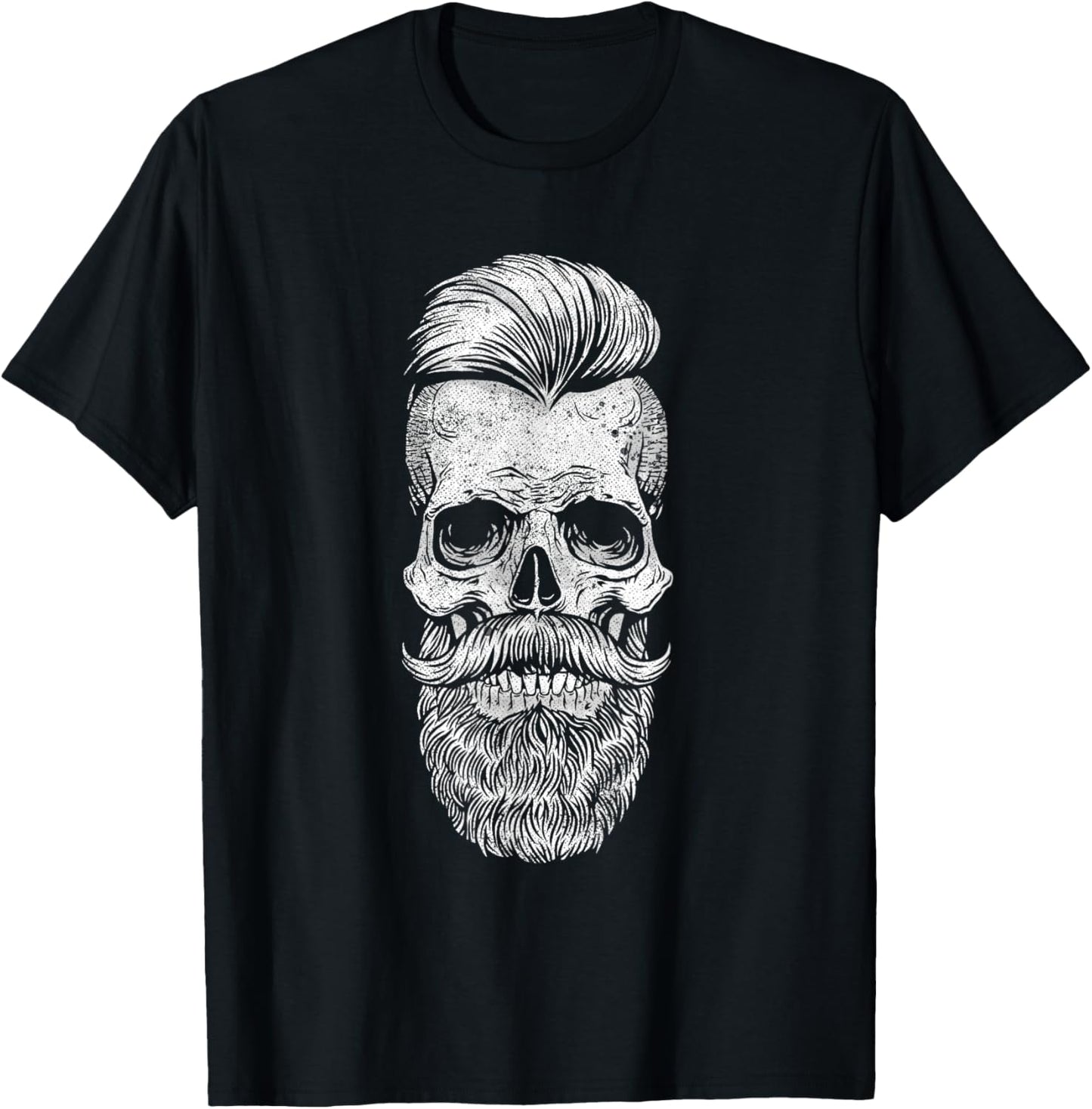 Funny Vintage Hipster Bearded Skull. Beard Lover T-Shirt - T-Shirt | Black