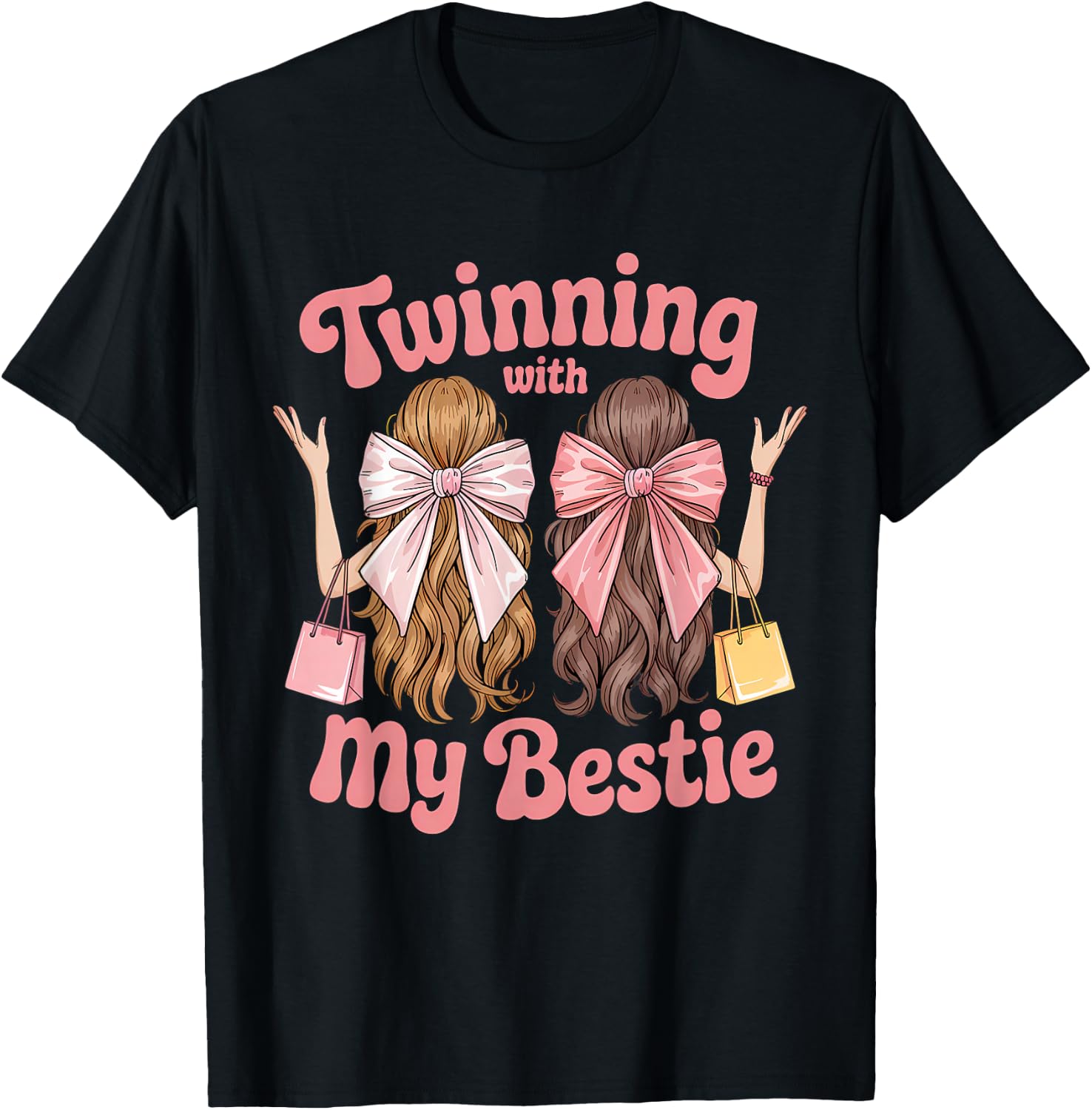 Friends Twinning With My Bestie Twin Matching Twins Friends T-Shirt - T-Shirt | Black