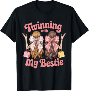 Friends Twinning With My Bestie Twin Matching Twins Friends T-Shirt - T-Shirt | Black
