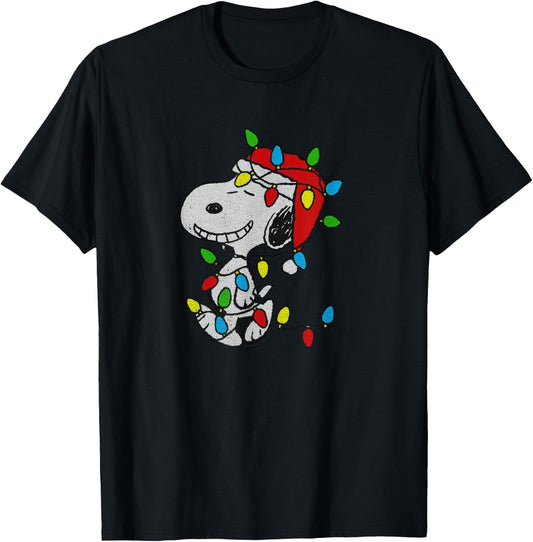 Peanuts - Christmas Snoopy X-Mas Lights T-Shirt - T-Shirt | Black