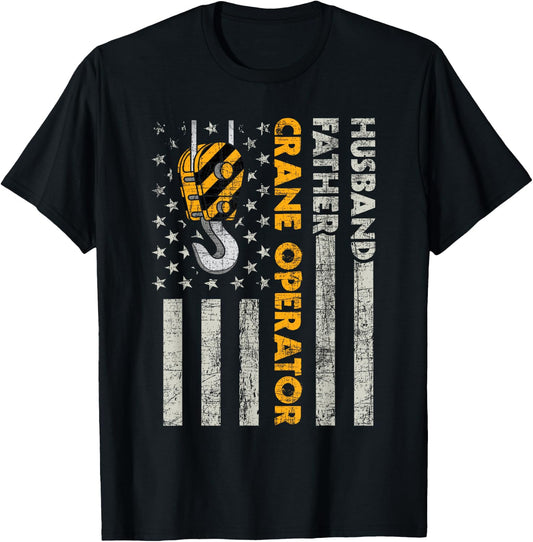 Husband Father Crane Operator - Construction Worker T-Shirt - T-Shirt | Black