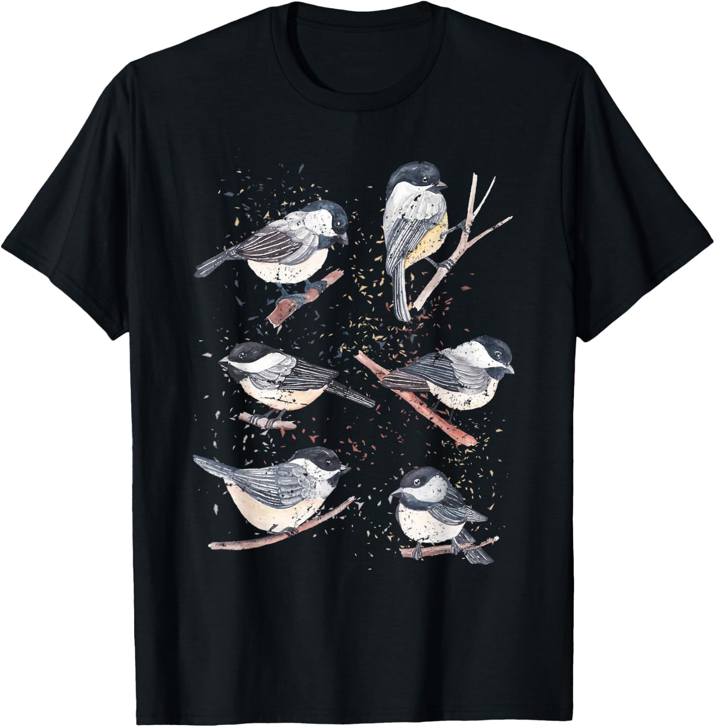Bird Watching Birding Animal Nature Vintage Chickadee T-Shirt - T-Shirt | Black