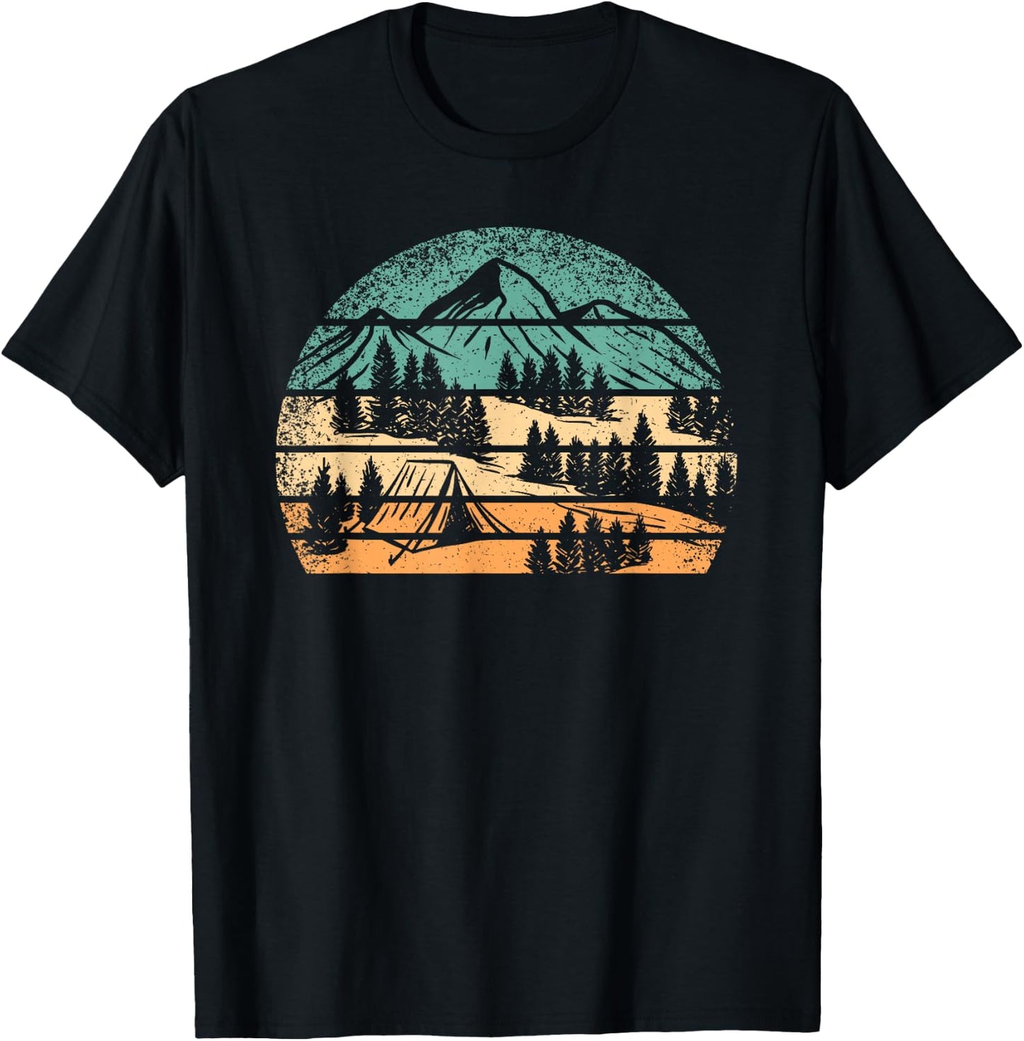Retro Camping Outdoor Nature Mountain Camper Hiking Men T-Shirt - T-Shirt | Black