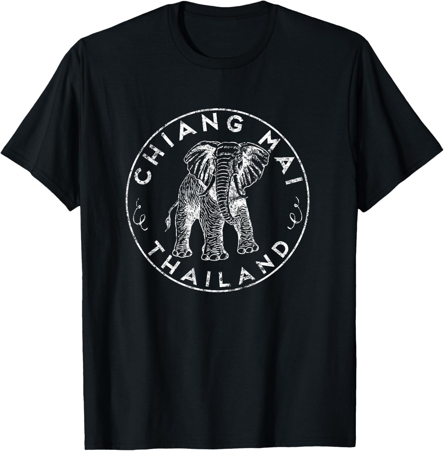Chiang Mai Thailand Elephant Exotic Thai Digital Nomad T-Shirt - T-Shirt | Black