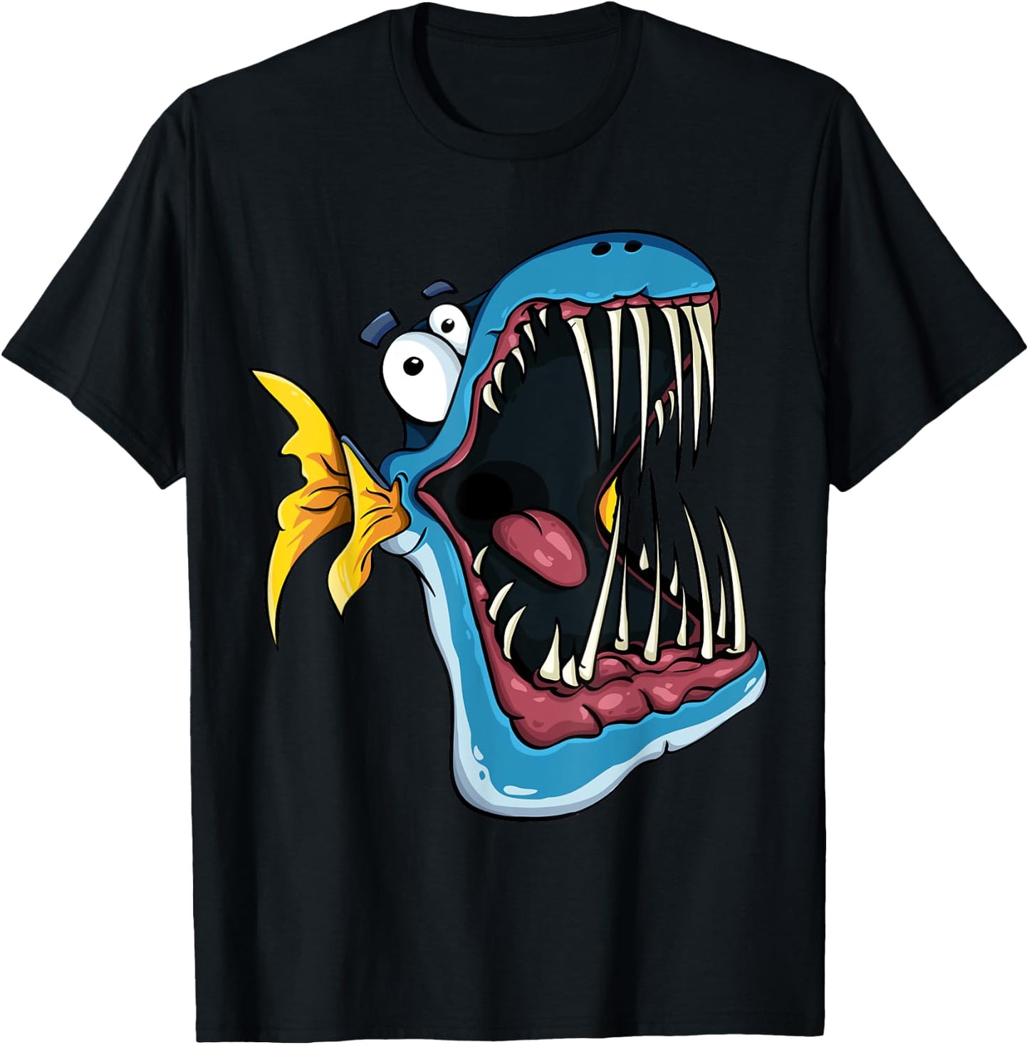 Cute Cheek Fish Piranha teeth I Children's T-Shirt - T-Shirt | Black
