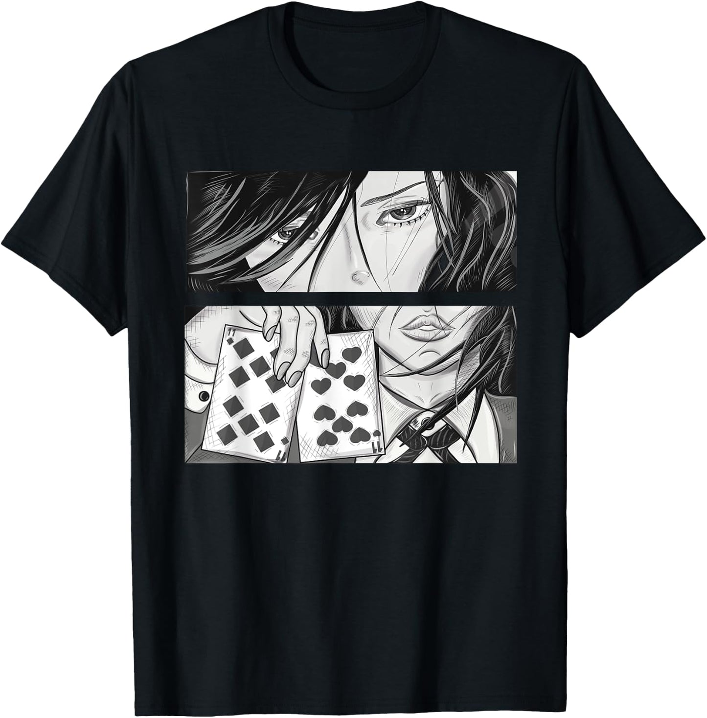 Anime Poker Girl T-Shirt - T-Shirt | Black