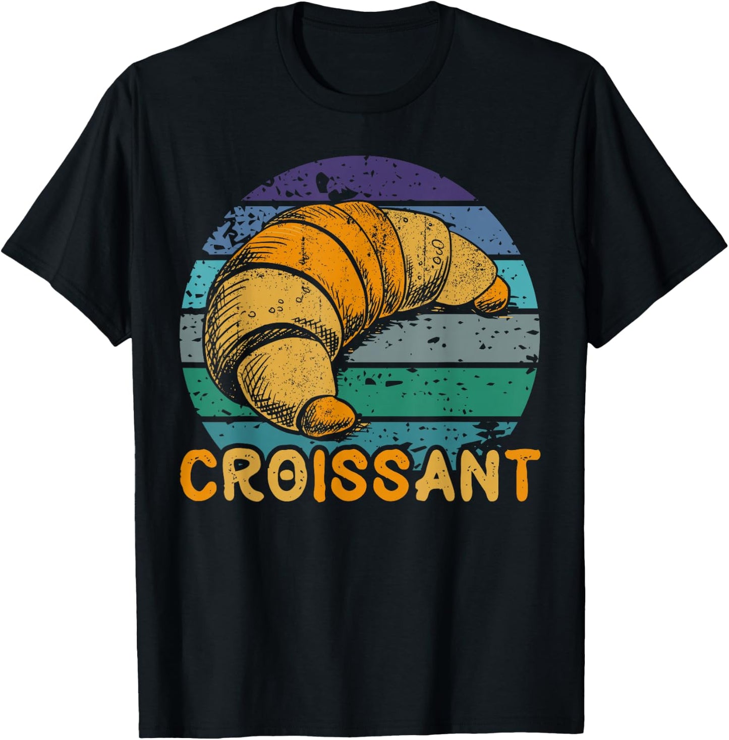 Vintage Retro Croissant Funny Pastry Chef Gifts T-Shirt - T-Shirt | Black