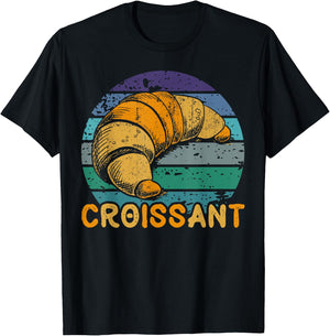 Vintage Retro Croissant Funny Pastry Chef Gifts T-Shirt - T-Shirt | Black