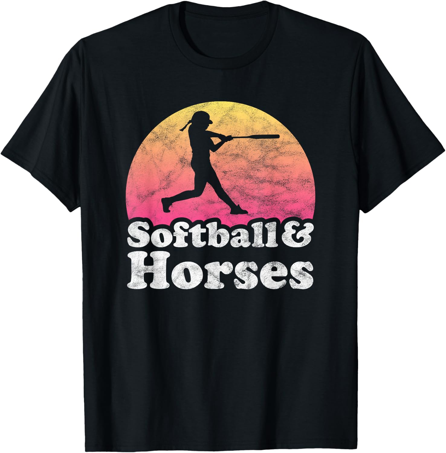 Softball and Horses Women or Girls Horse T-Shirt - T-Shirt | Black