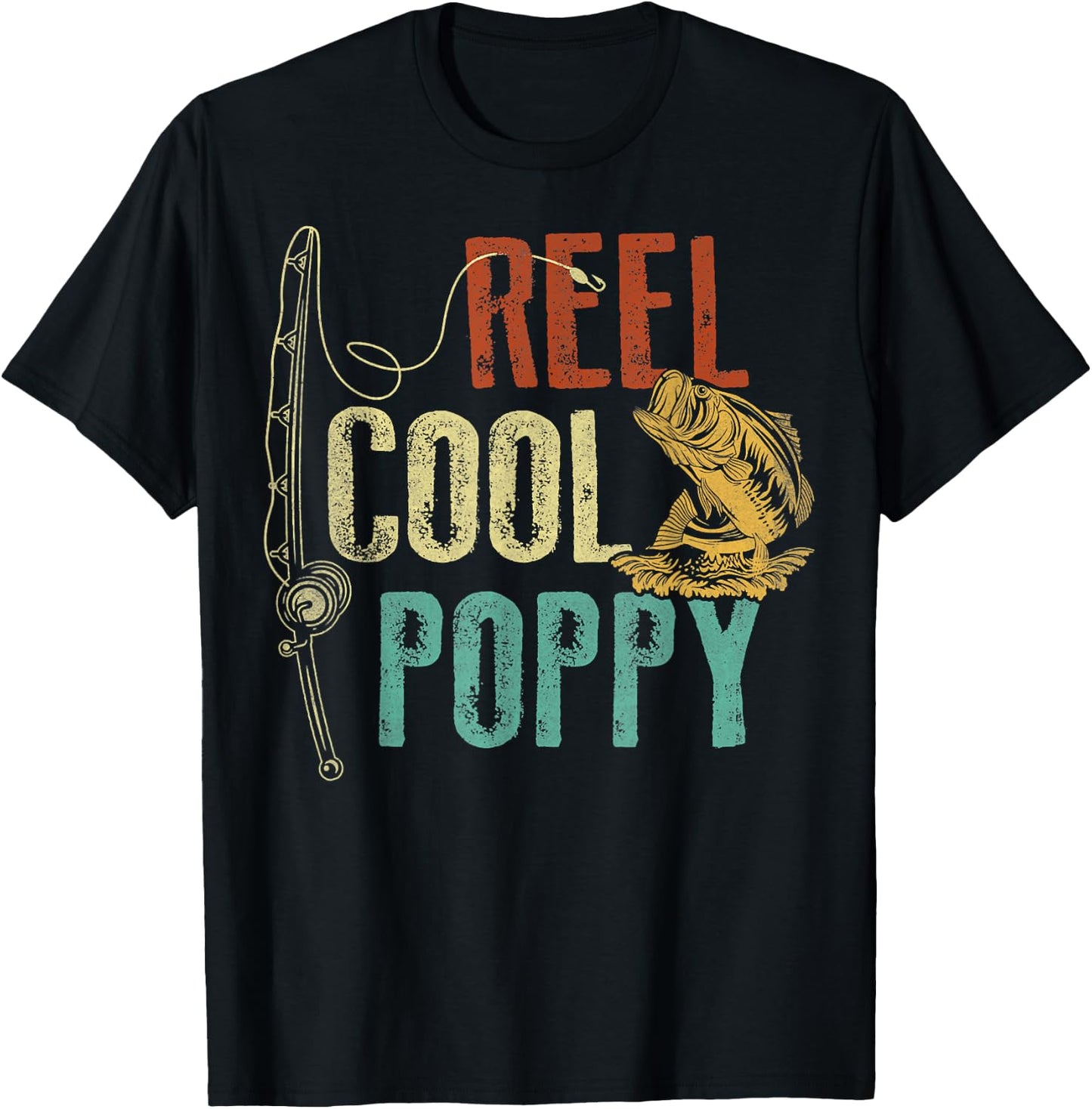 Reel Cool Poppy Fishing Grandpa Gift Father's Day Fisherman T-Shirt - T-Shirt | Black