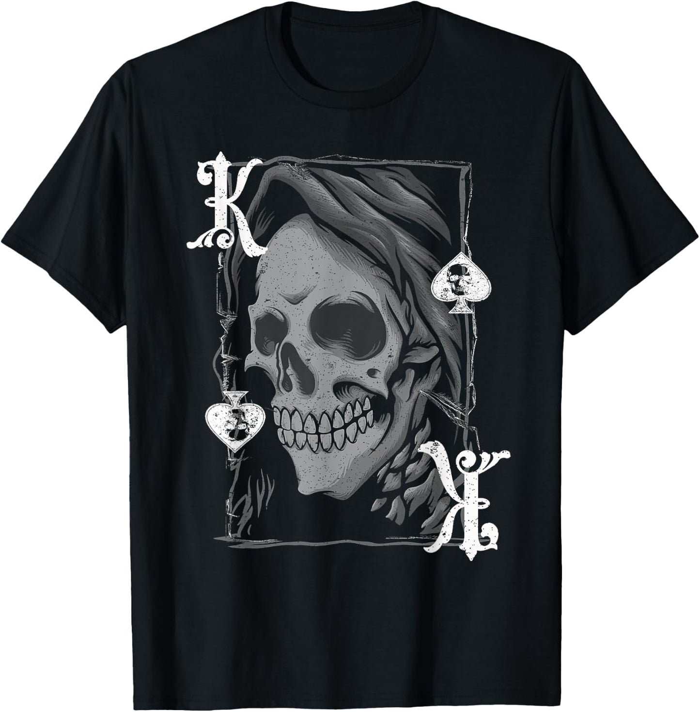 King Of Spades Grim Reaper - Vintage Poker Design T-Shirt - T-Shirt | Black