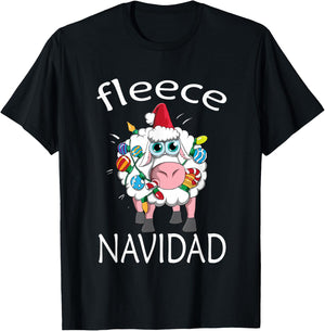 Fleece Navidad Sheep Christmas Feliz Navidad Winter T-Shirt - T-Shirt | Black