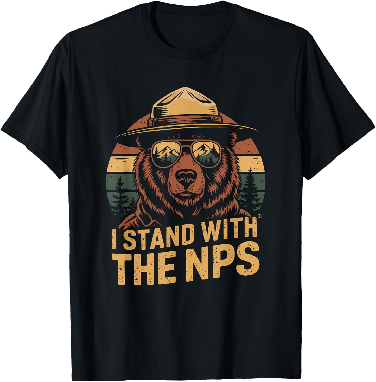 I Stand With The NPS PR National Park Support Park Rangers T-Shirt - T-Shirt | Black