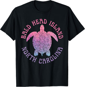 Bald Head Island North Carolina Beach Sea Turtle Cute T-Shirt - T-Shirt | Black
