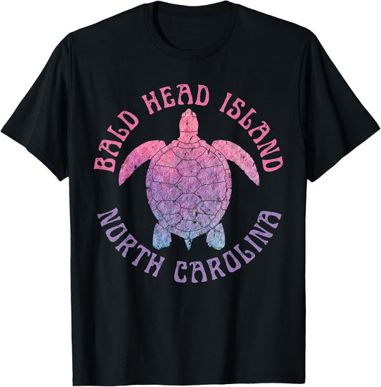 Bald Head Island North Carolina Beach Sea Turtle Cute T-Shirt - T-Shirt | Black