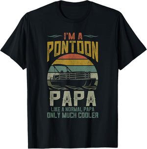 Pontoon Boat Papa Shirt, Fathers Day Boating Captain Grandpa T-Shirt - T-Shirt | Black