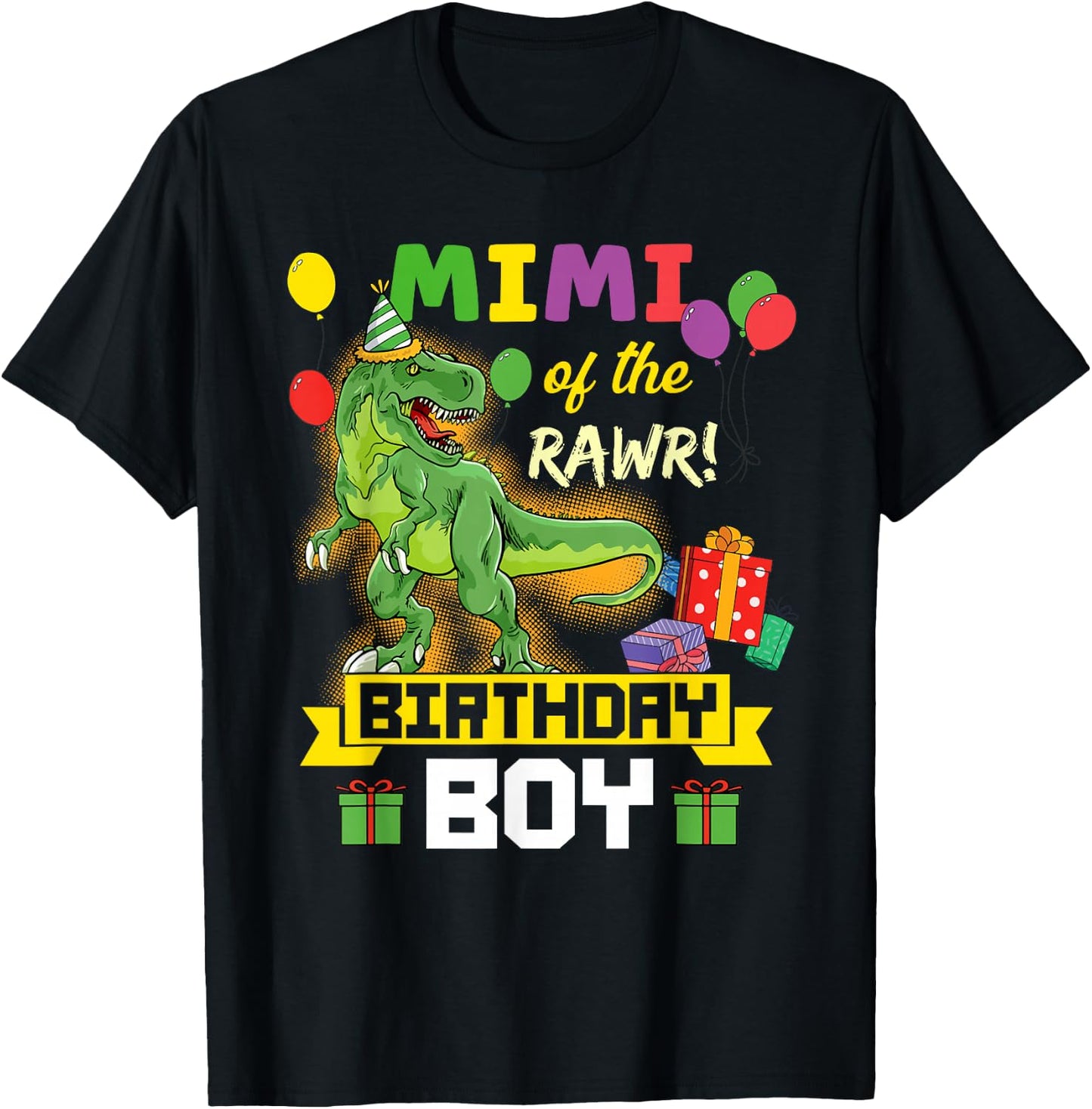 Mimi of the Birthday Boy Dinosaur Celebration Graphic T-Shirt - T-Shirt | Black