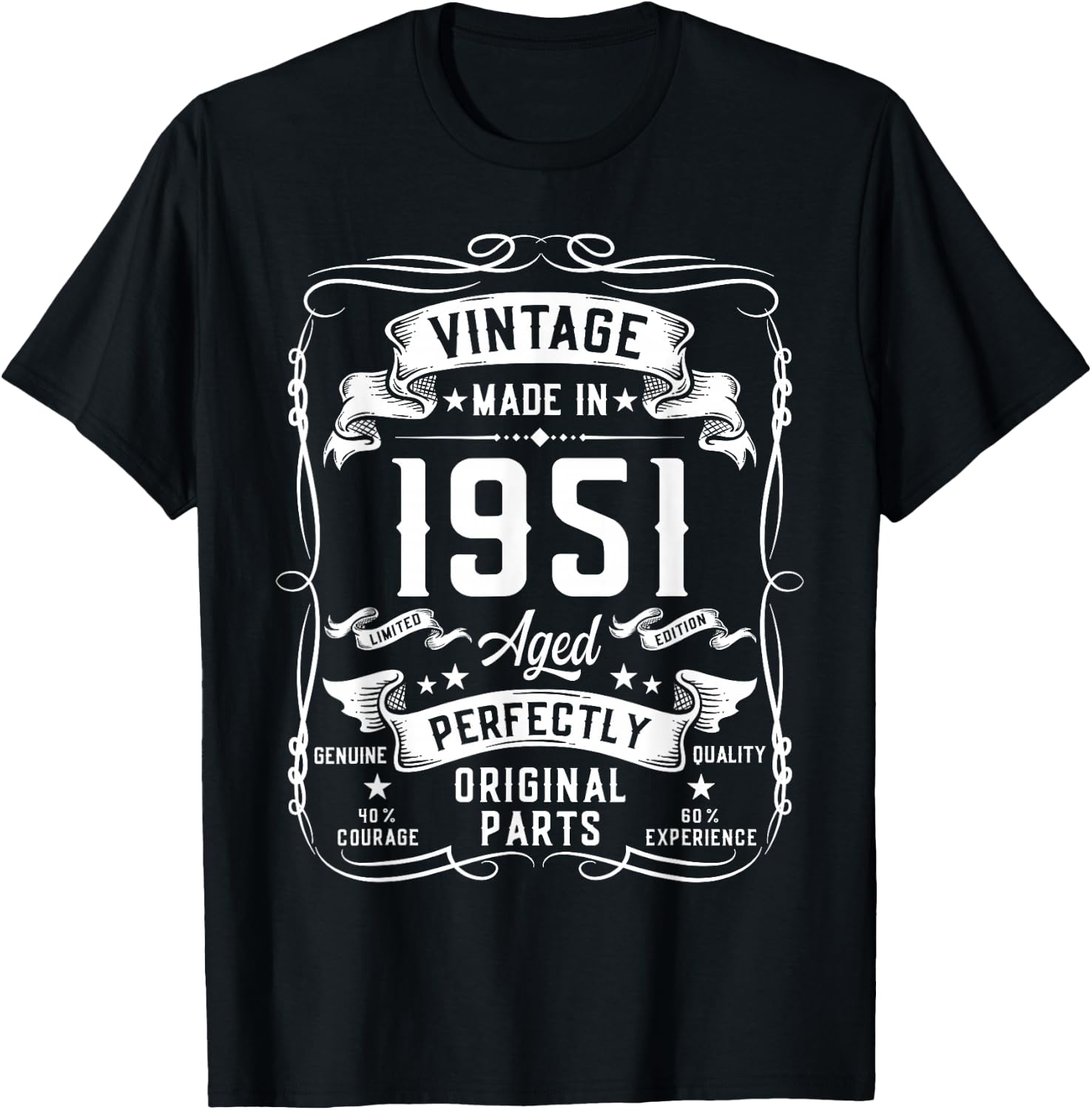 Vintage 1951 74yr 74th Birthday Gifts 74 Years Old T-Shirt - T-Shirt | Black