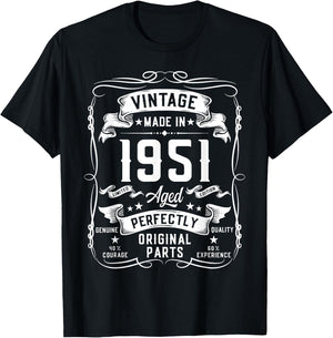Vintage 1951 74yr 74th Birthday Gifts 74 Years Old T-Shirt - T-Shirt | Black