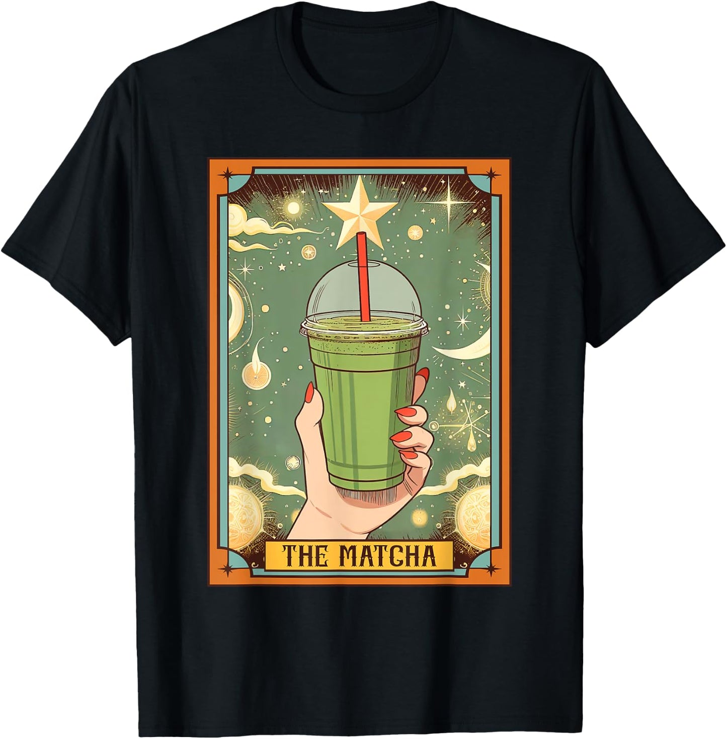 Matcha Lover But First Matcha Time The Matcha Tarot Card T-Shirt - T-Shirt | Black