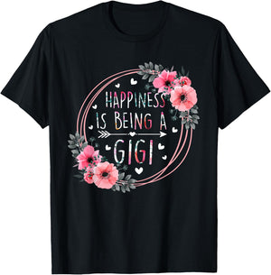 Happiness is being a Gigi Announcement Mothers Day T-Shirt - T-Shirt | Black