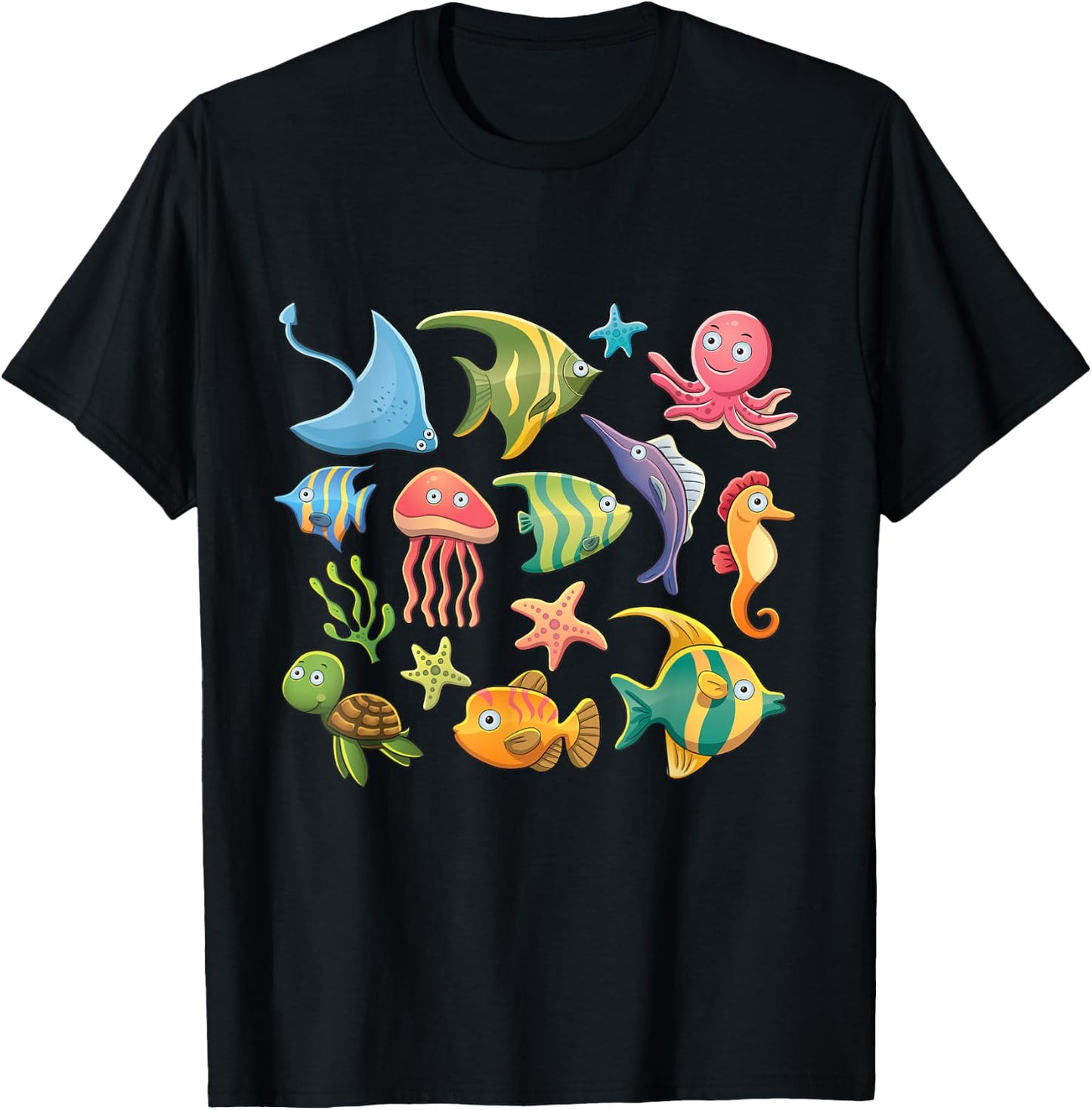 Sea animal shirt for girls, Sea animal for kids and women T-Shirt - T-Shirt | Black