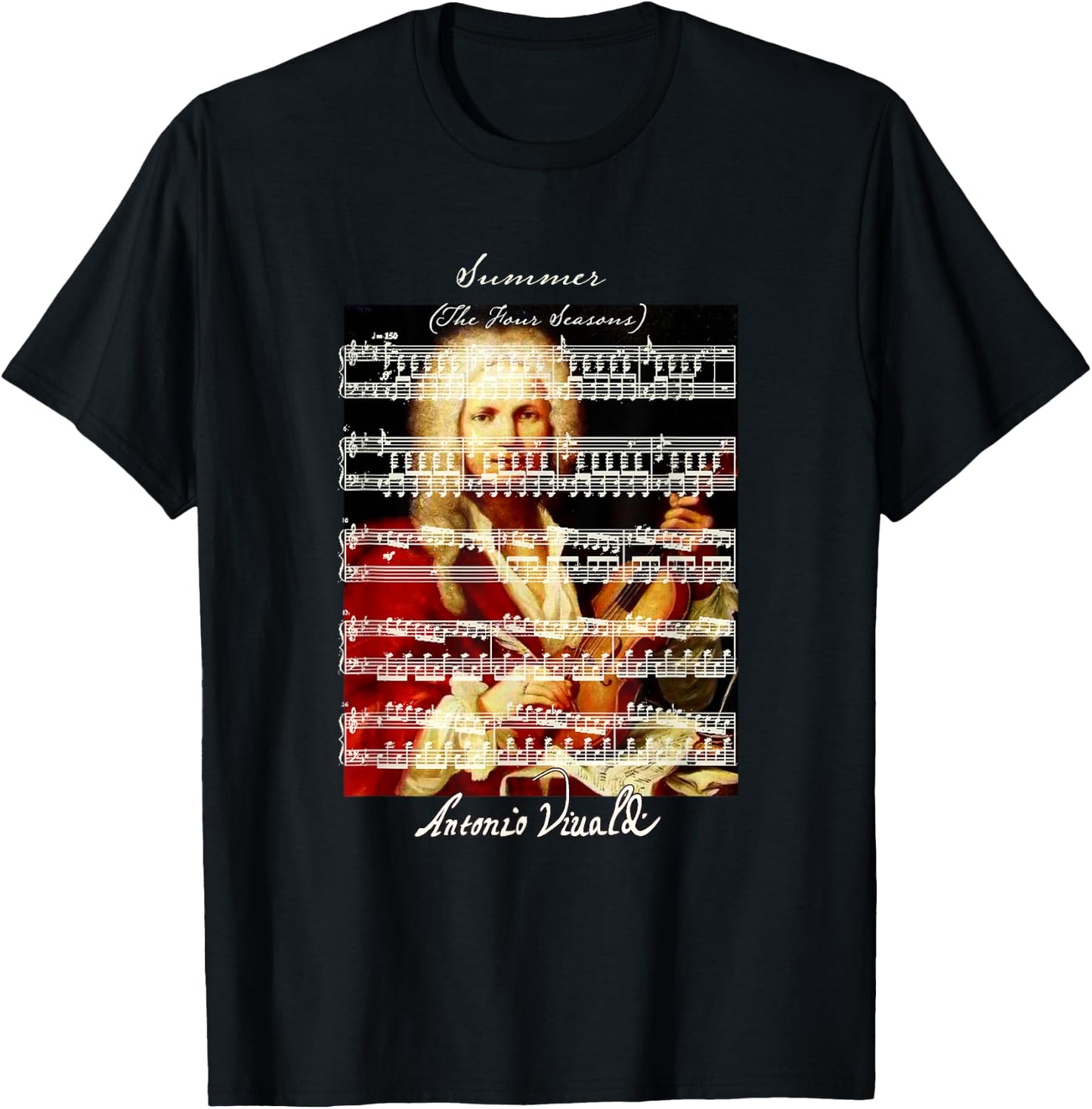 Summer Four Vivaldi Seasons Portrait, Signature Violin Music Women Kids T-Shirt - T-Shirt | Black
