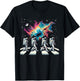 Walking Astronauts In Space Funny Galaxy Crosswalk Colorful T-Shirt - T-Shirt | Black