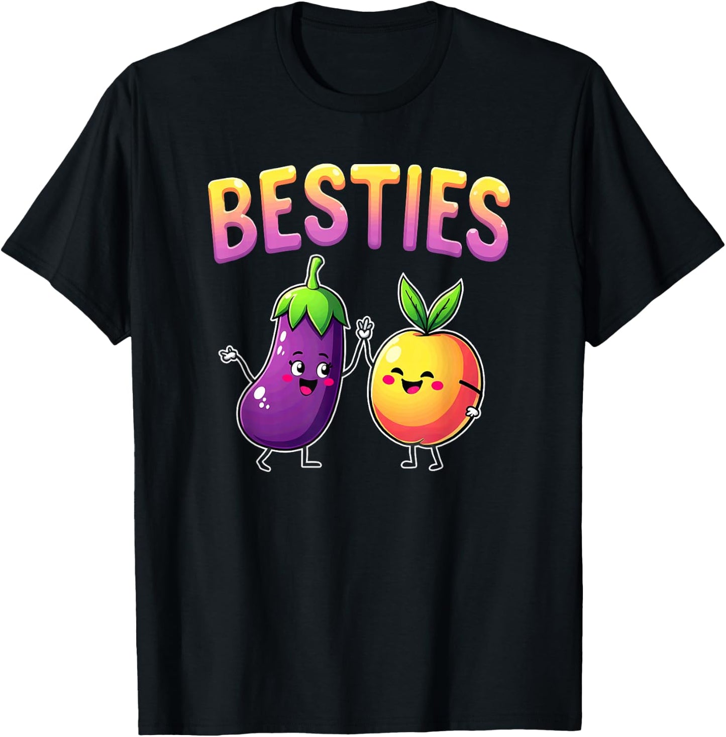Adult Joke Bestie Eggplant & Peach T-Shirt - T-Shirt | Black