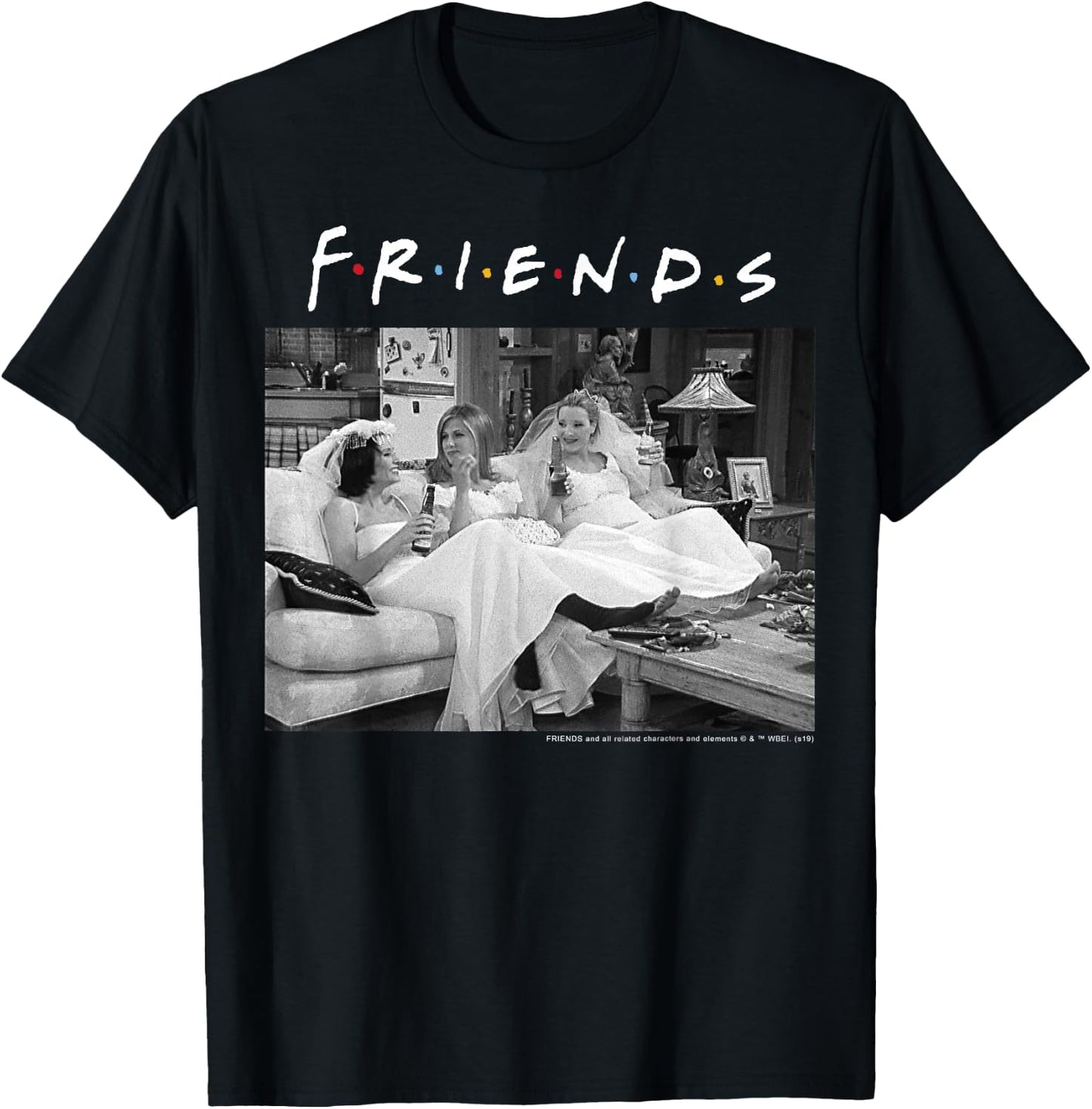 Friends Wedding Gowns Black & White Portrait T-Shirt - T-Shirt | Black