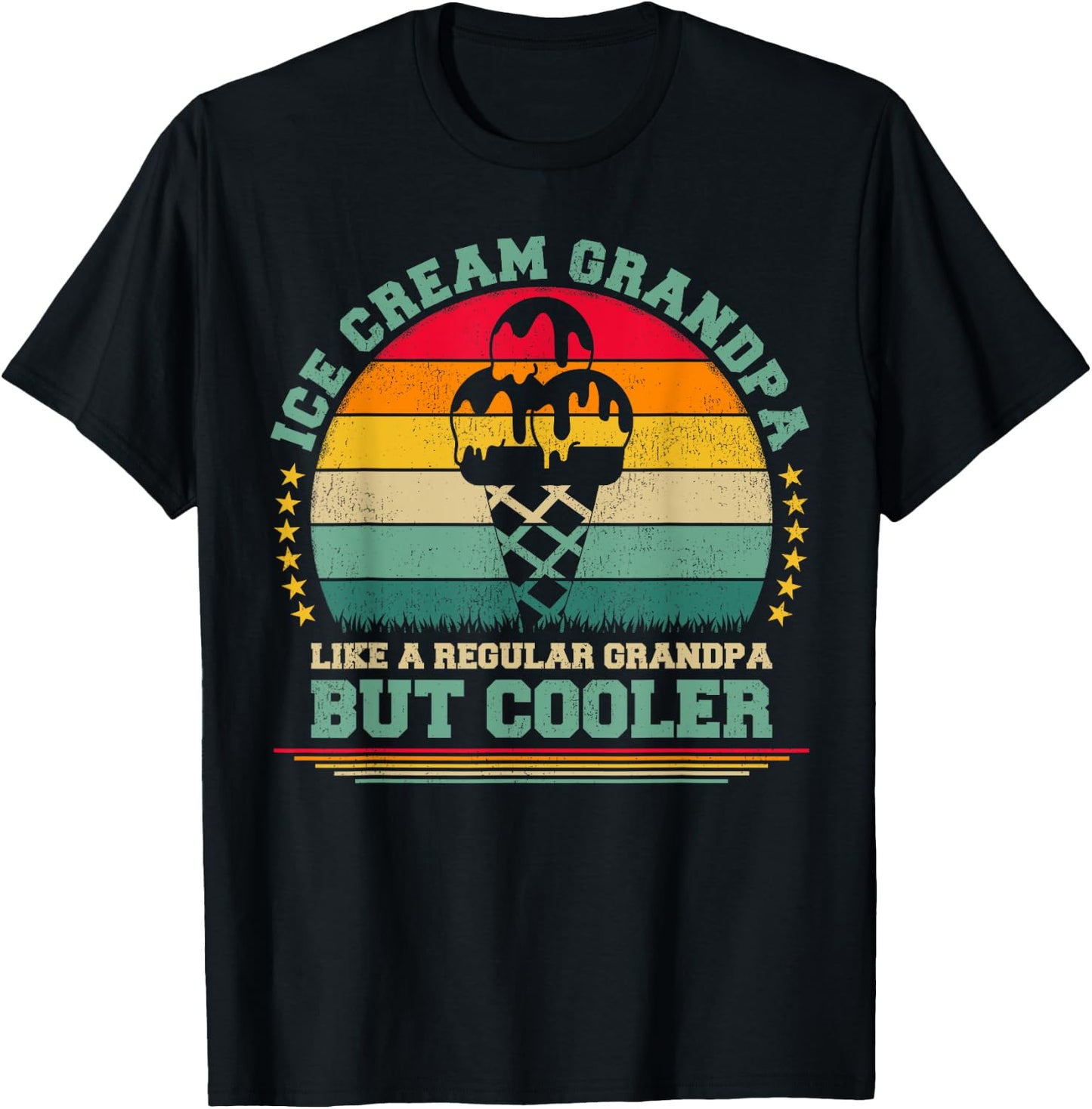 Ice Cream Lover Funny Vintage Ice Cream Grandpa Father's Day T-Shirt - T-Shirt | Black