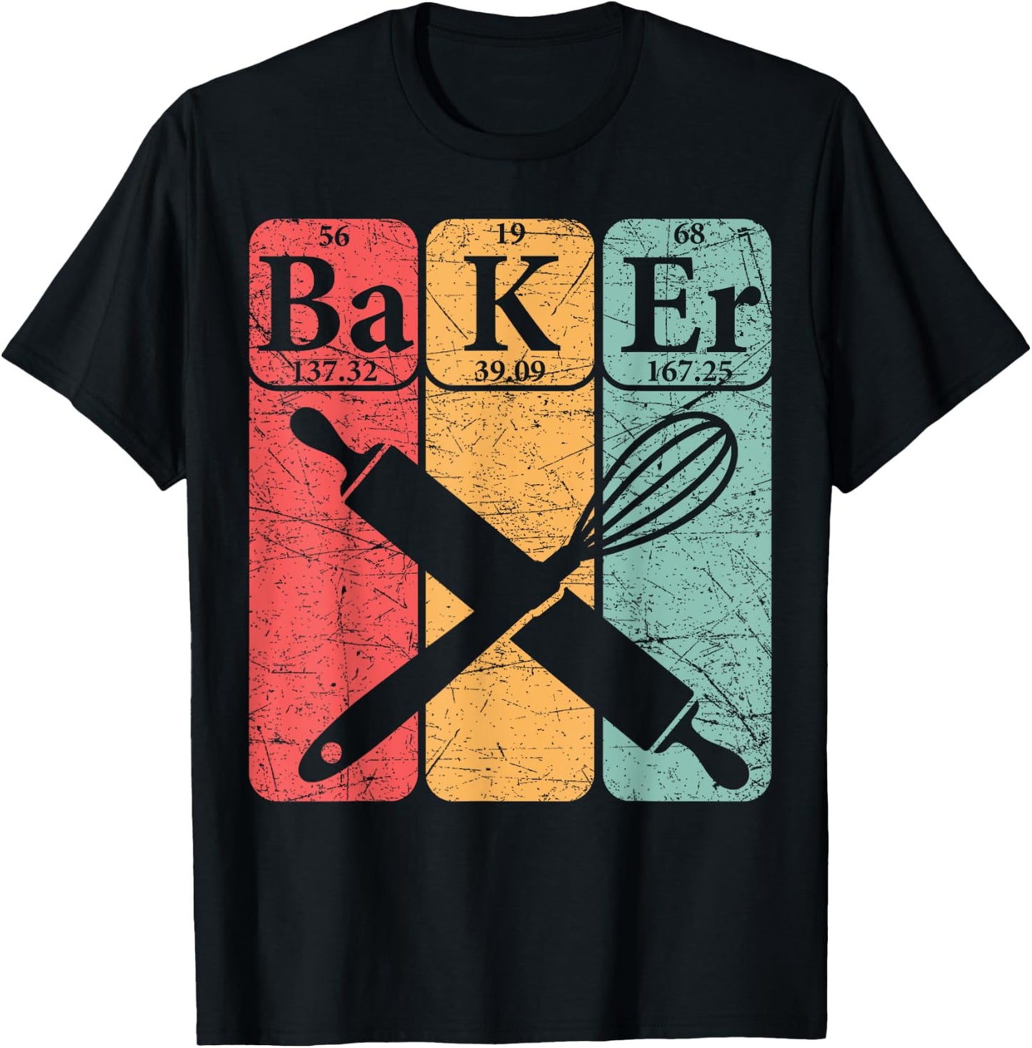 Baker Periodic Table Elements Baking Nerd Vintage T-Shirt - T-Shirt | Black