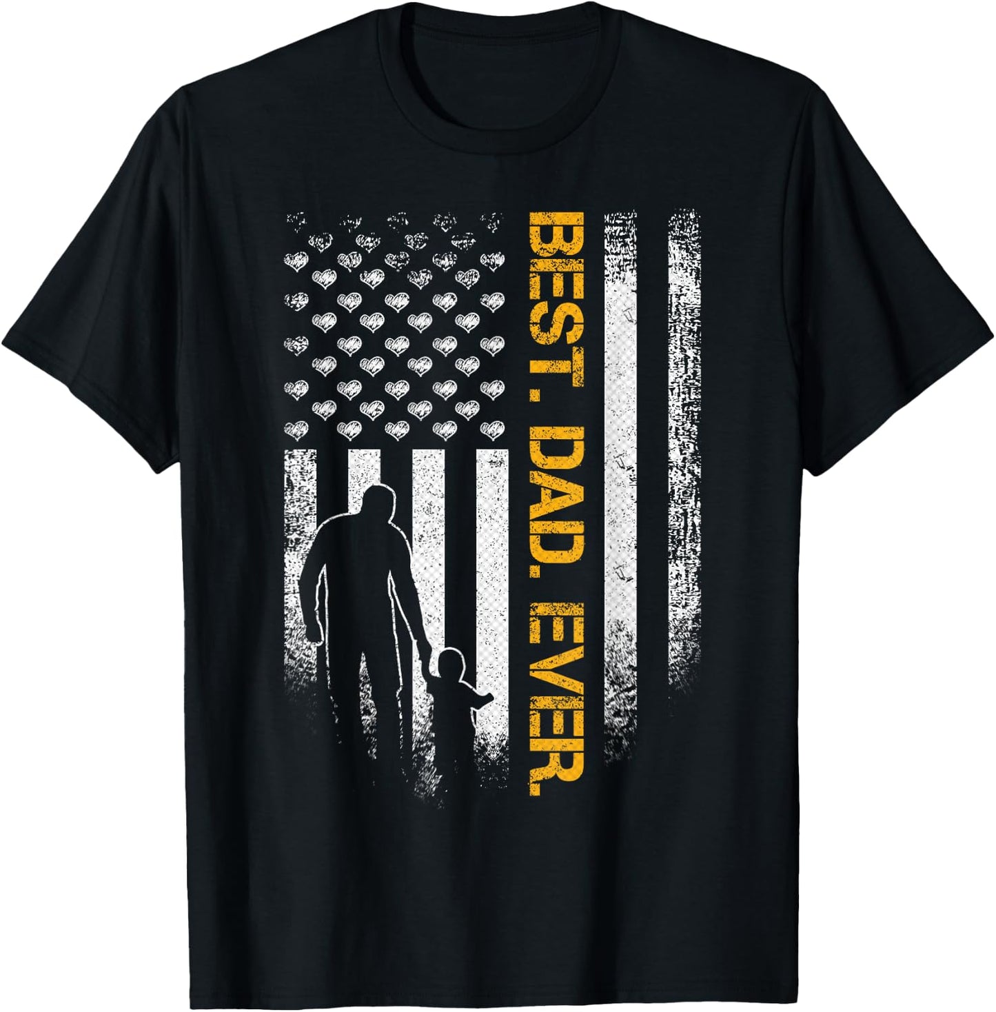 Vintage USA American Flag Best Dad Ever Funny Father's Day T-Shirt - T-Shirt | Black