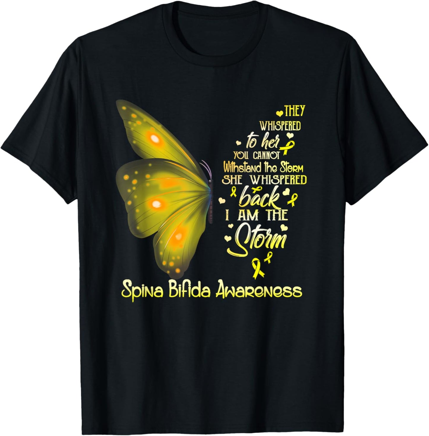 I am the storm Spina Bifida Awareness Butterfly T-Shirt - T-Shirt | Black